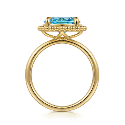 Promise Ring - 14K Yellow Gold Blue Topaz Bujukan Ladies Ring