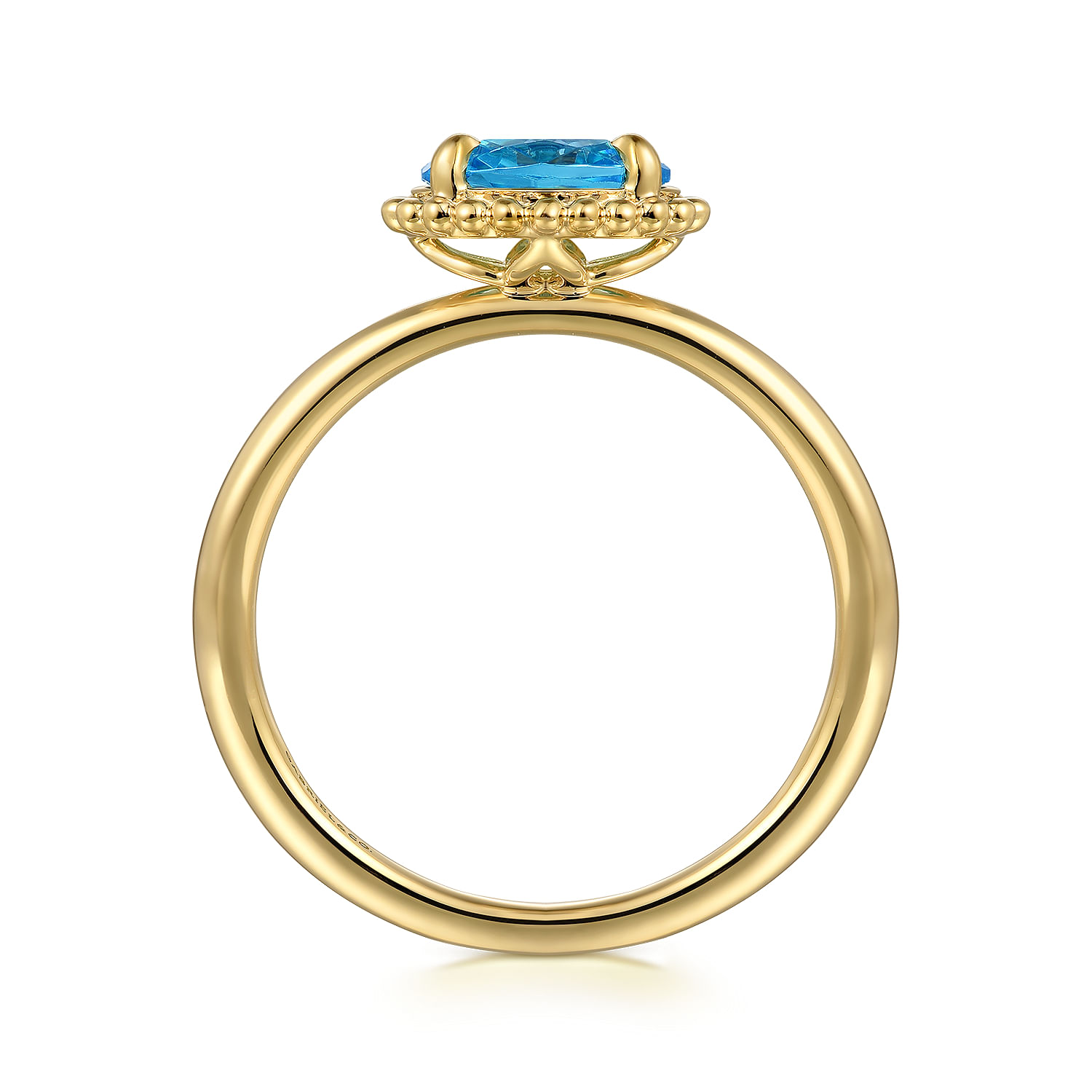 Promise Ring - 14K Yellow Gold Blue Topaz Bujukan Ladies Ring