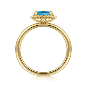 Promise Ring - 14K Yellow Gold Blue Topaz Bujukan Ladies Ring