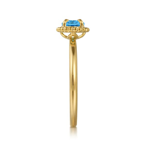 Promise Ring - 14K Yellow Gold Blue Topaz Bujukan Ladies Ring