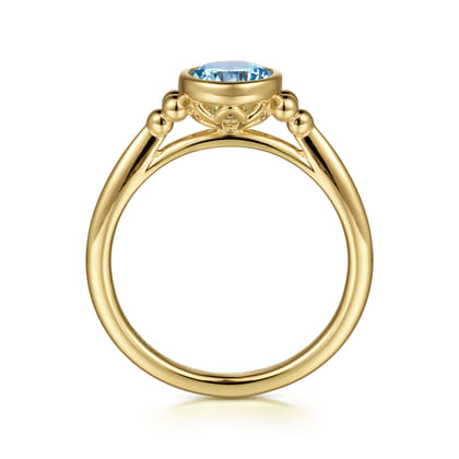Promise Ring - 14K Yellow Gold Blue Topaz Bujukan Promise Ring