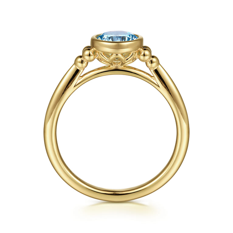 Promise Ring - 14K Yellow Gold Blue Topaz Bujukan Promise Ring - Shot 2