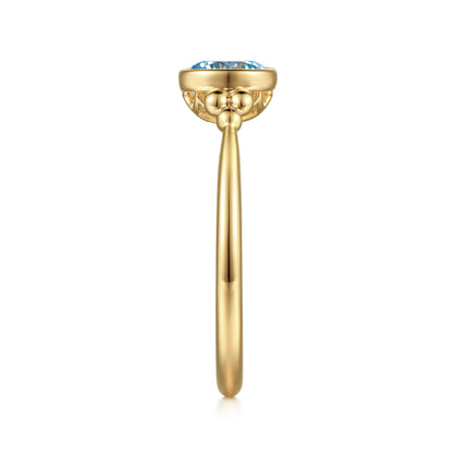 Promise Ring - 14K Yellow Gold Blue Topaz Bujukan Promise Ring