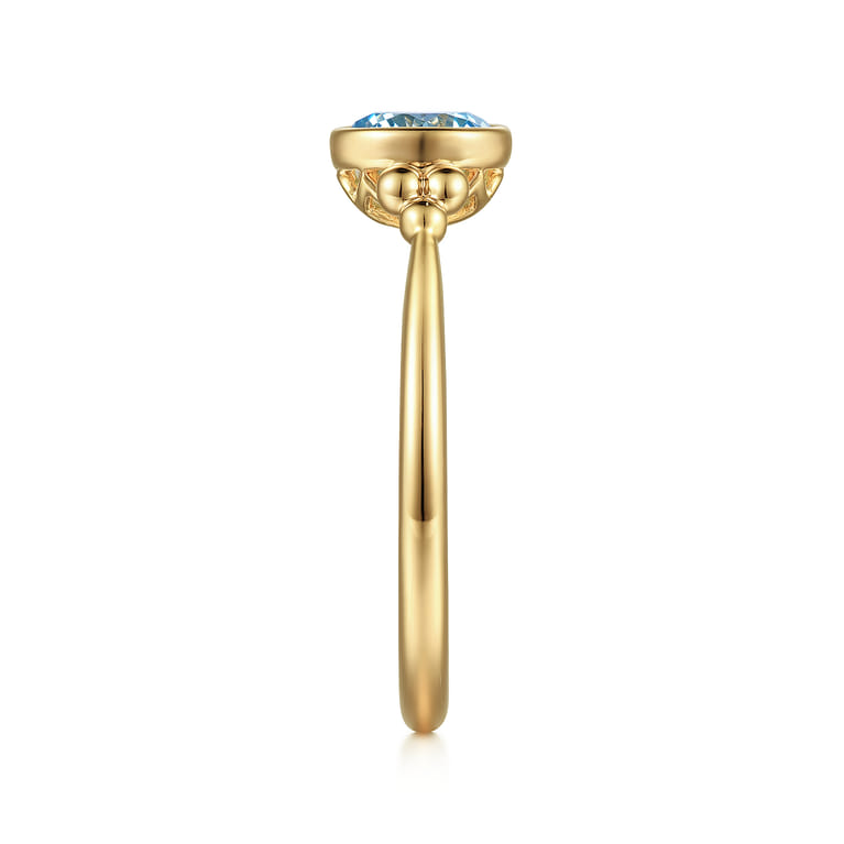 Promise Ring - 14K Yellow Gold Blue Topaz Bujukan Promise Ring - Shot 4