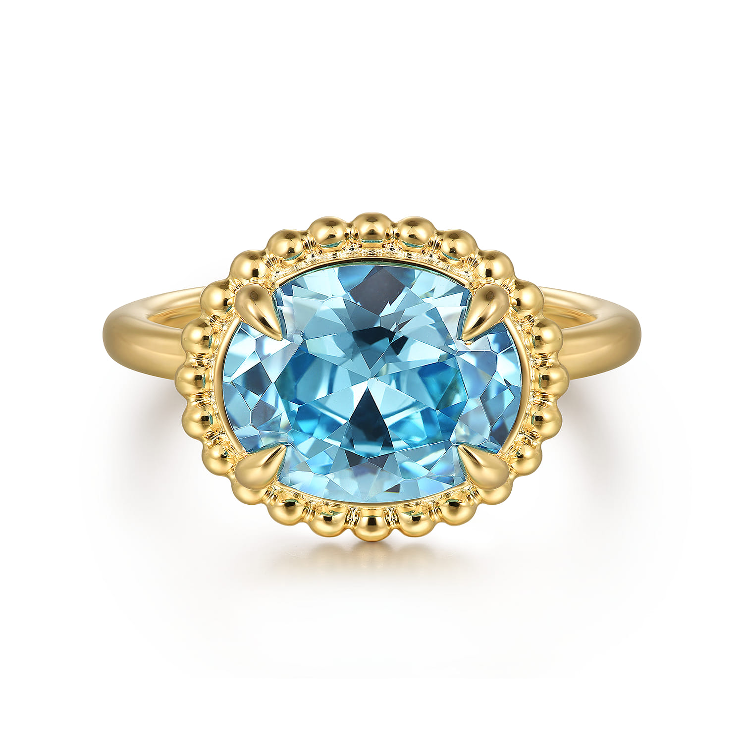 Promise Ring - 14K Yellow Gold Blue Topaz Bujukan Promise Ring - Shot 1
