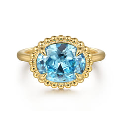 Promise Ring - 14K Yellow Gold Blue Topaz Bujukan Promise Ring