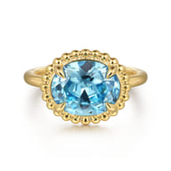 Promise Ring - 14K Yellow Gold Blue Topaz Bujukan Promise Ring