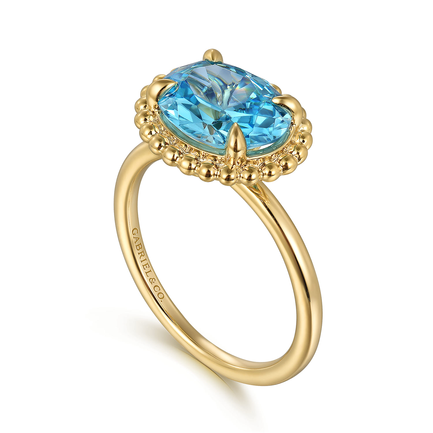 Promise Ring - 14K Yellow Gold Blue Topaz Bujukan Promise Ring - Shot 3