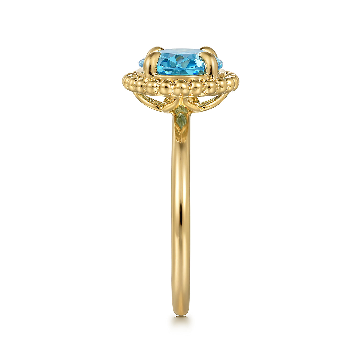 Promise Ring - 14K Yellow Gold Blue Topaz Bujukan Promise Ring - Shot 4
