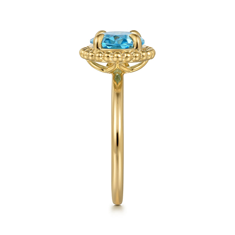 Promise Ring - 14K Yellow Gold Blue Topaz Bujukan Promise Ring - Shot 4