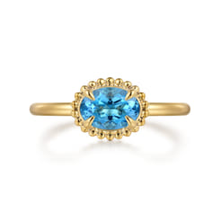 Promise Ring - 14K Yellow Gold Blue Topaz Bujukan Promise Ring