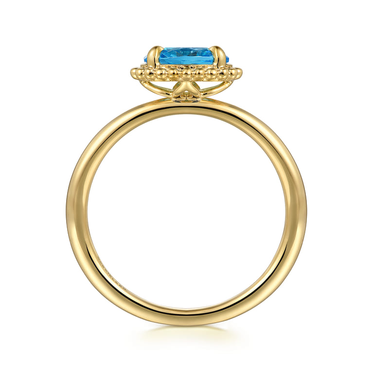 Promise Ring - 14K Yellow Gold Blue Topaz Bujukan Promise Ring - Shot 2