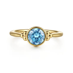 Promise Ring - 14K Yellow Gold Blue Topaz Bujukan Ring