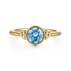 Promise Ring - 14K Yellow Gold Blue Topaz Bujukan Ring