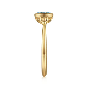 Promise Ring - 14K Yellow Gold Blue Topaz Bujukan Ring