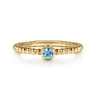 Promise Ring - 14K Yellow Gold Blue Topaz Stackable Promise Ring