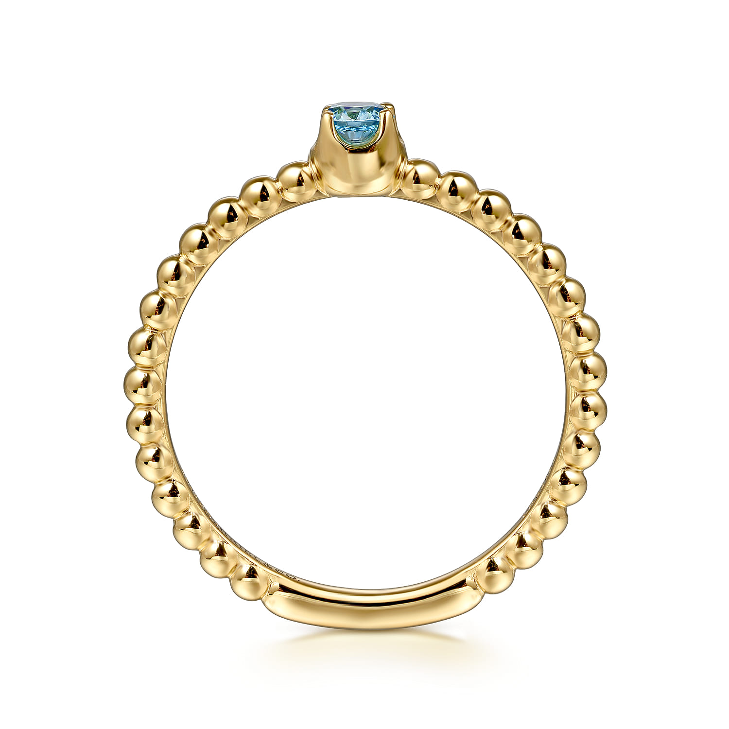 Promise Ring - 14K Yellow Gold Blue Topaz Stackable Promise Ring - Shot 2
