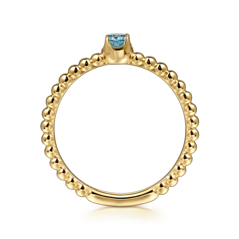 Promise Ring - 14K Yellow Gold Blue Topaz Stackable Promise Ring - Shot 2