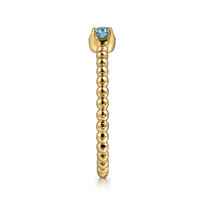 Promise Ring - 14K Yellow Gold Blue Topaz Stackable Promise Ring