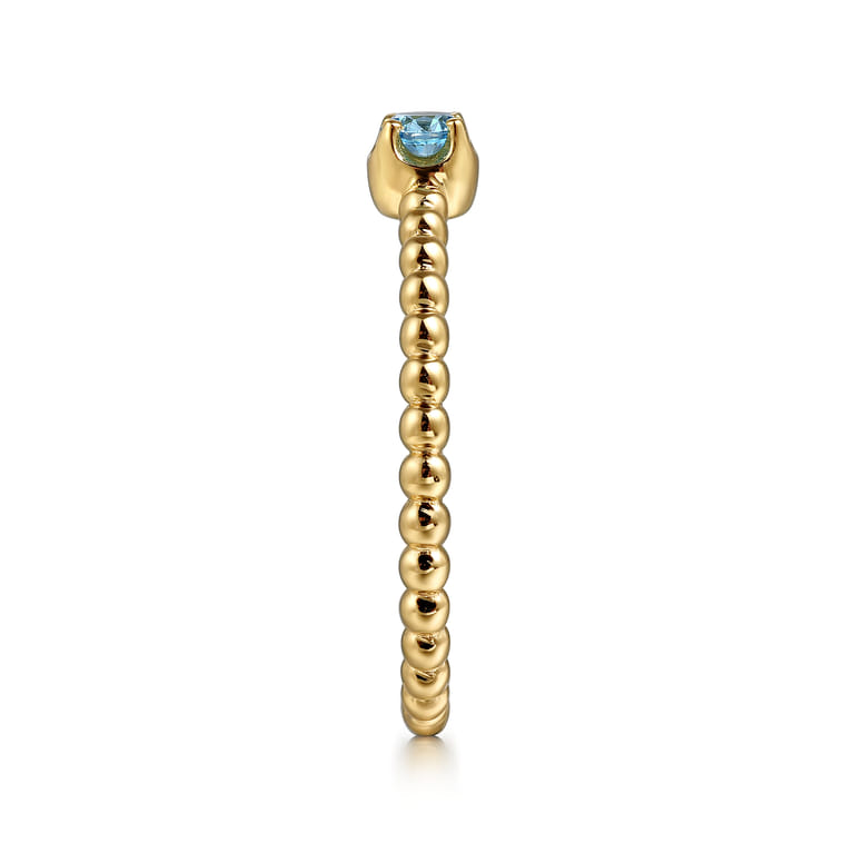 Promise Ring - 14K Yellow Gold Blue Topaz Stackable Promise Ring - Shot 4