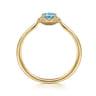 Promise Ring - 14K Yellow Gold Blue Topaz and Diamond Halo Promise Ring - 0.06 ct