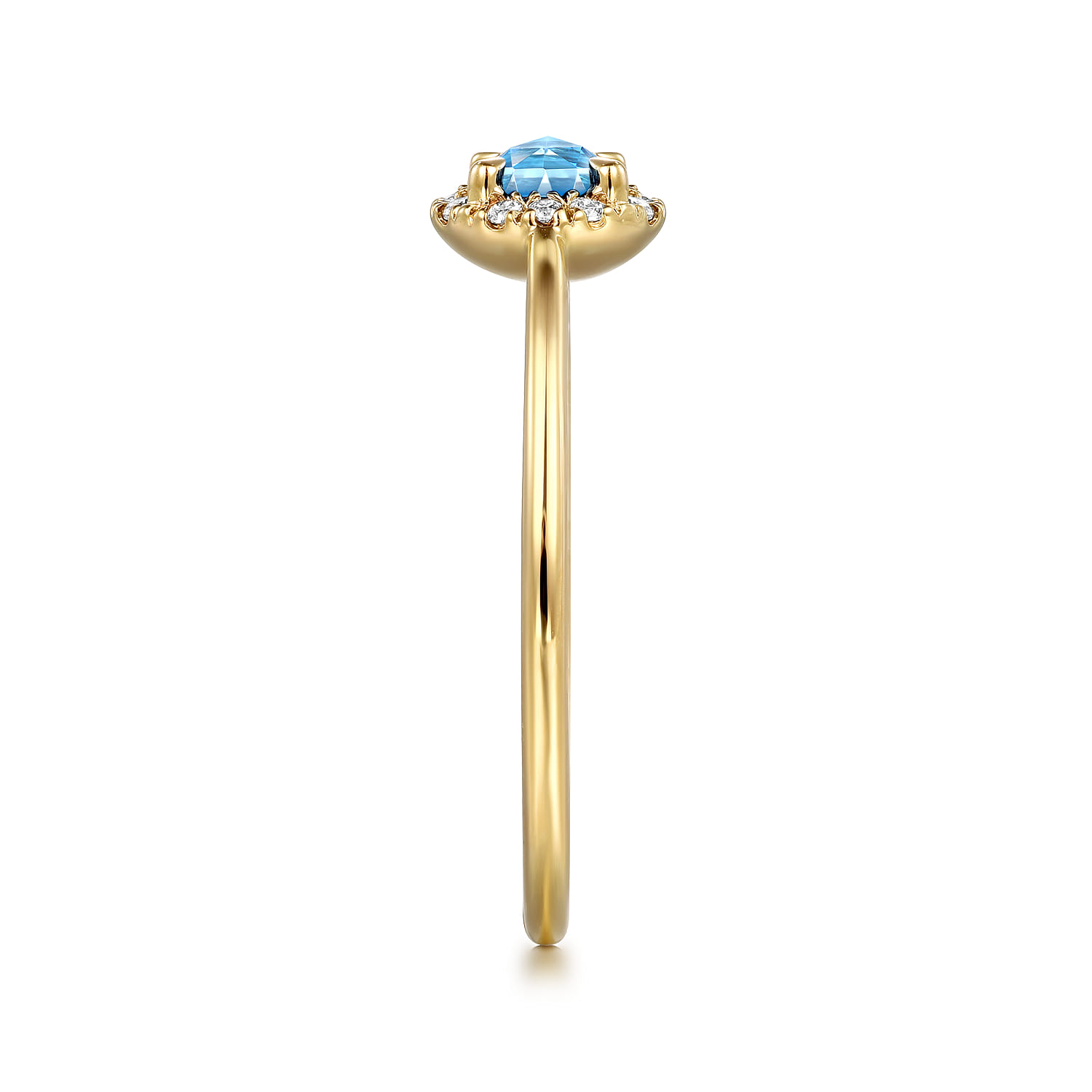Promise Ring - 14K Yellow Gold Blue Topaz and Diamond Halo Promise Ring - 0.06 ct - Shot 4
