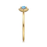 Promise Ring - 14K Yellow Gold Blue Topaz and Diamond Halo Promise Ring - 0.06 ct