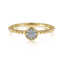 Promise Ring - 14K Yellow Gold Bujukan Beaded Diamond Cluster Promise Ring