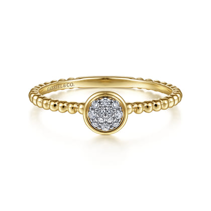 Promise Ring - 14K Yellow Gold Bujukan Beaded Diamond Cluster Promise Ring