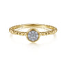 Promise Ring - 14K Yellow Gold Bujukan Beaded Diamond Cluster Promise Ring - 0.07 ct