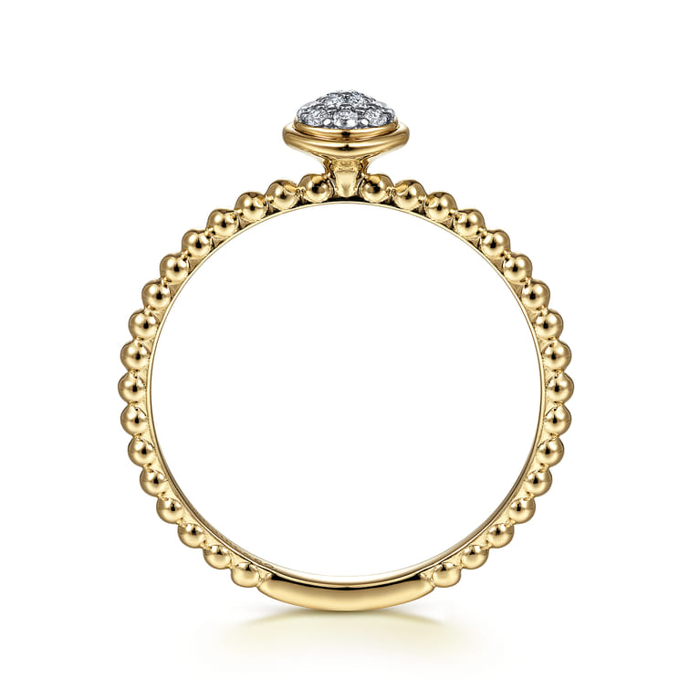 Promise Ring - 14K Yellow Gold Bujukan Beaded Diamond Cluster Promise Ring - 0.07 ct - Shot 2