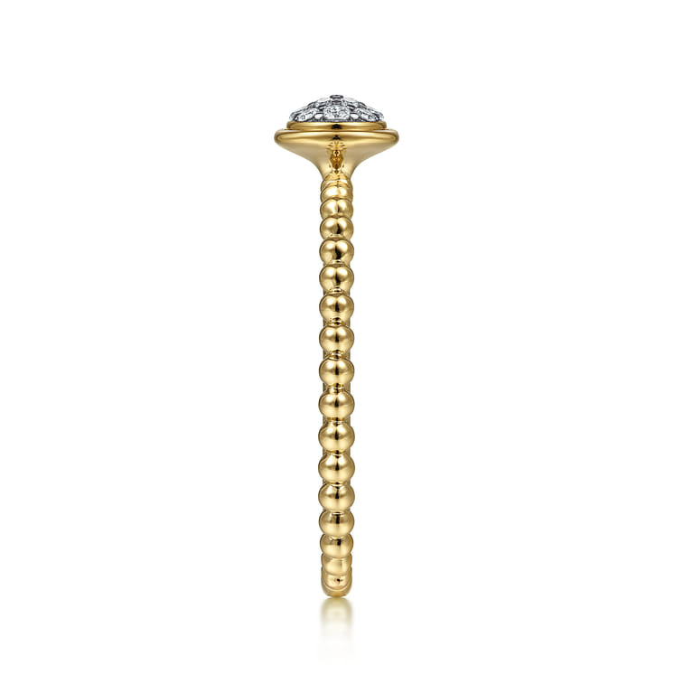 Promise Ring - 14K Yellow Gold Bujukan Beaded Diamond Cluster Promise Ring - 0.07 ct - Shot 4