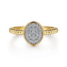 Promise Ring - 14K Yellow Gold Bujukan Diamond Pave Oval Signet Promise Ring - 0.15 ct