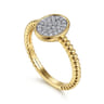 Promise Ring - 14K Yellow Gold Bujukan Diamond Pave Oval Signet Promise Ring - 0.15 ct