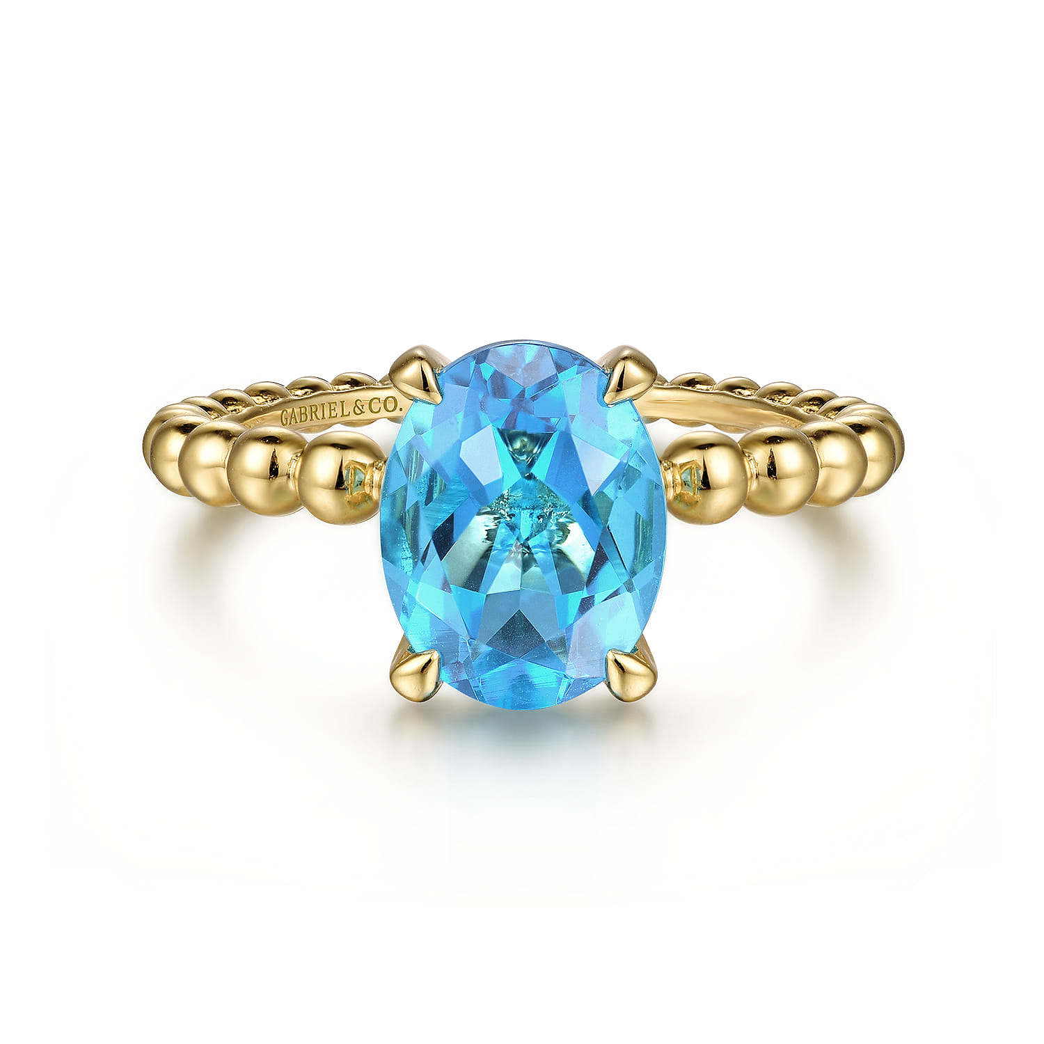 Promise Ring - 14K Yellow Gold Bujukan Oval Swiss Blue Topaz Bujukan Promise Ring - Shot 1