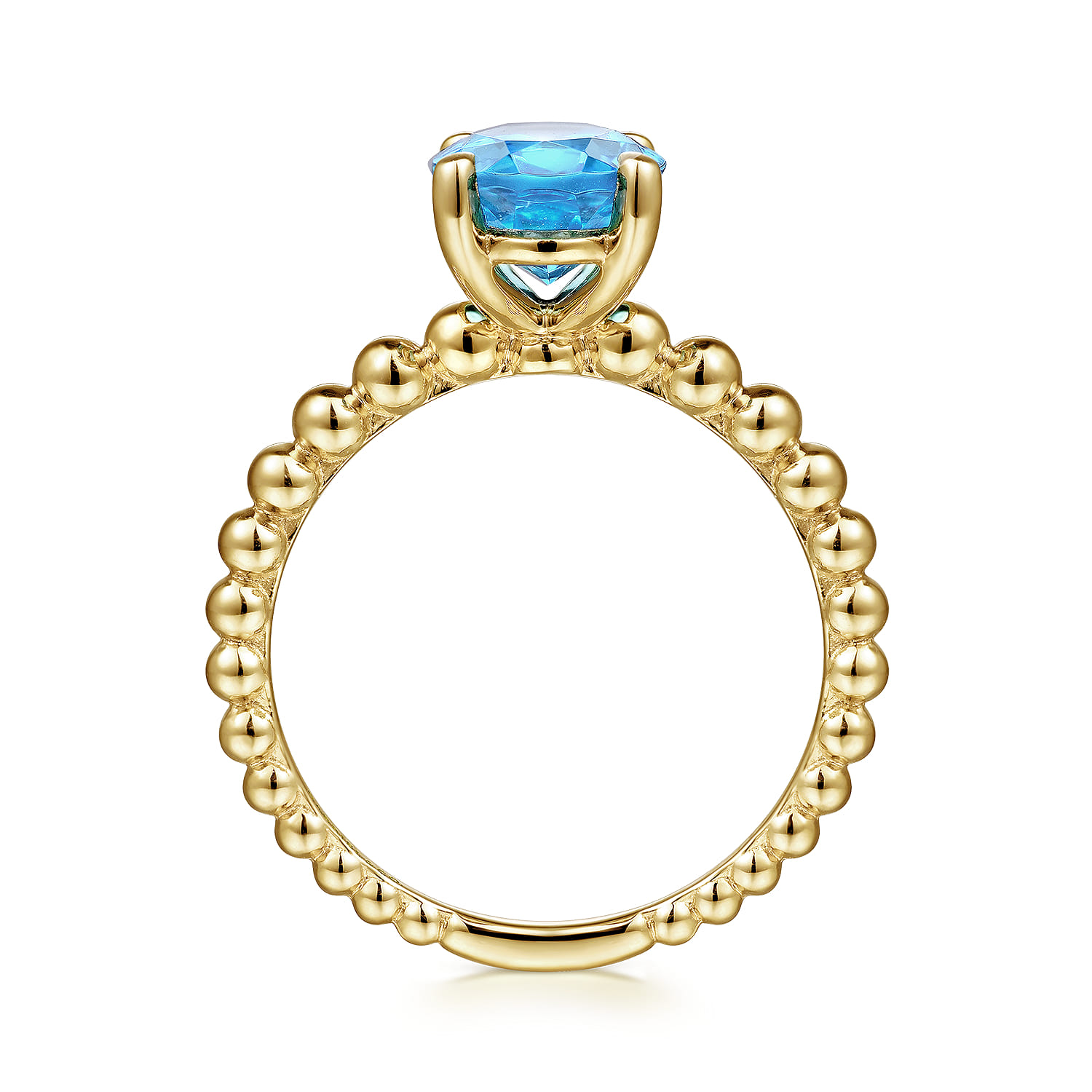 Promise Ring - 14K Yellow Gold Bujukan Oval Swiss Blue Topaz Bujukan Promise Ring - Shot 2