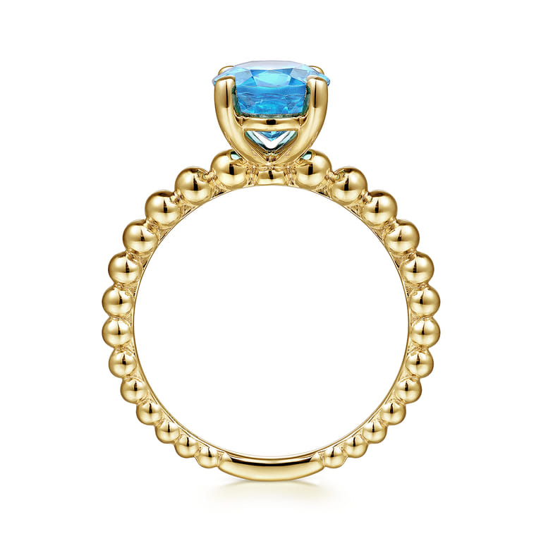 Promise Ring - 14K Yellow Gold Bujukan Oval Swiss Blue Topaz Bujukan Promise Ring - Shot 2