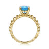 Promise Ring - 14K Yellow Gold Bujukan Oval Swiss Blue Topaz Bujukan Promise Ring