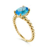 Promise Ring - 14K Yellow Gold Bujukan Oval Swiss Blue Topaz Bujukan Promise Ring