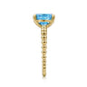 Promise Ring - 14K Yellow Gold Bujukan Oval Swiss Blue Topaz Bujukan Promise Ring