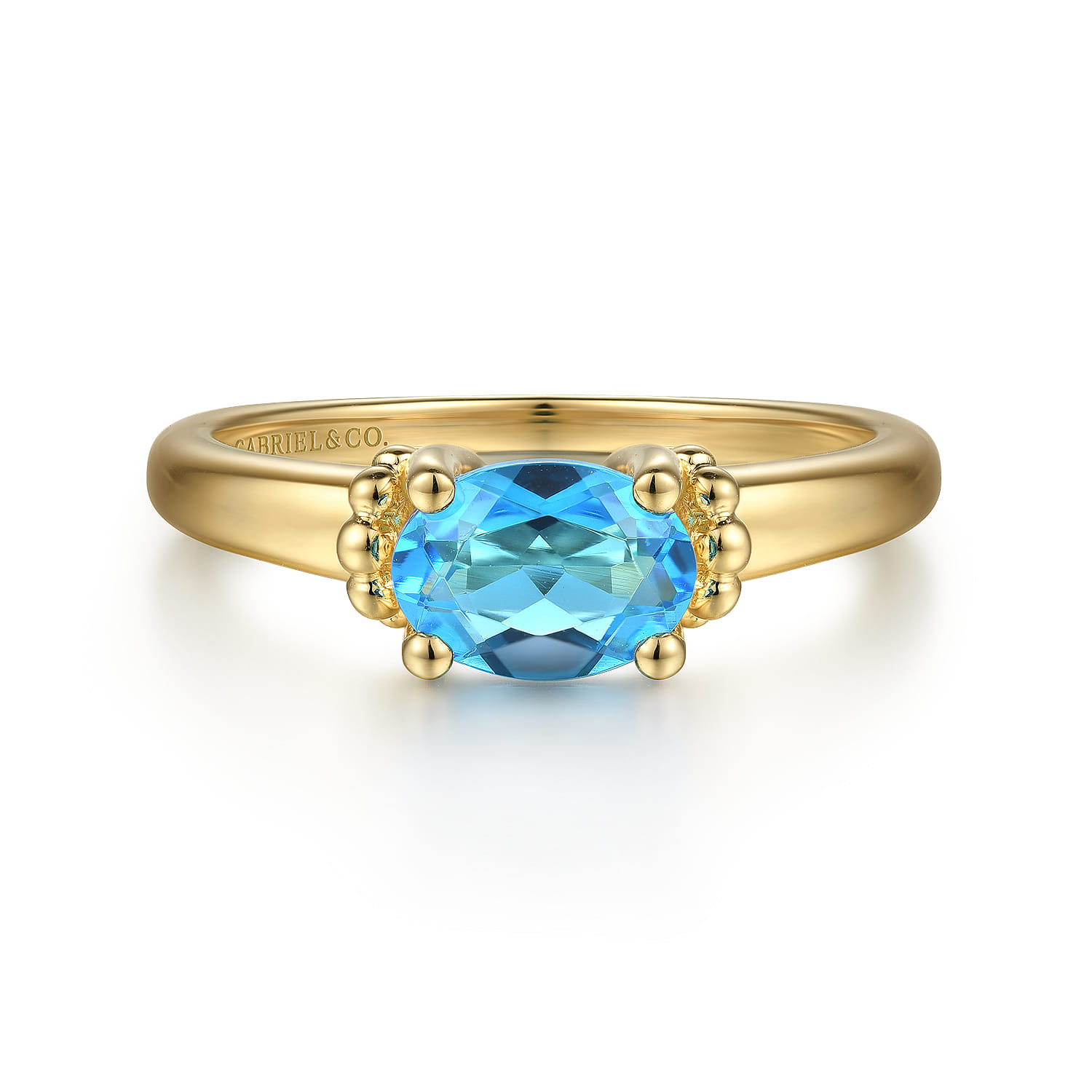Promise Ring - 14K Yellow Gold Bujukan Oval Swiss Blue Topaz Bujukan Promise Ring - Shot 1
