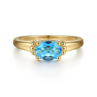Promise Ring - 14K Yellow Gold Bujukan Oval Swiss Blue Topaz Bujukan Promise Ring