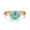 Promise Ring - 14K Yellow Gold Bujukan Oval Swiss Blue Topaz Bujukan Promise Ring