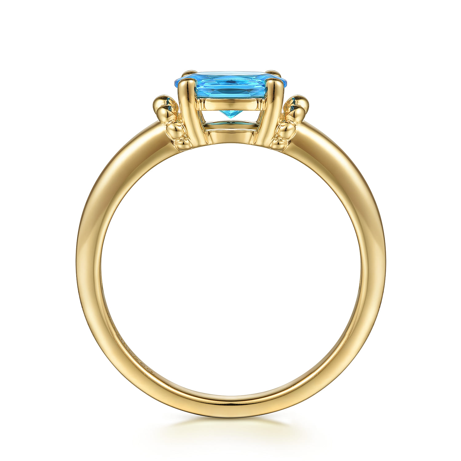 Promise Ring - 14K Yellow Gold Bujukan Oval Swiss Blue Topaz Bujukan Promise Ring - Shot 2