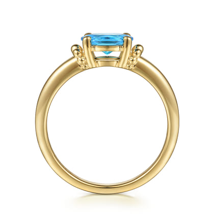 Promise Ring - 14K Yellow Gold Bujukan Oval Swiss Blue Topaz Bujukan Promise Ring