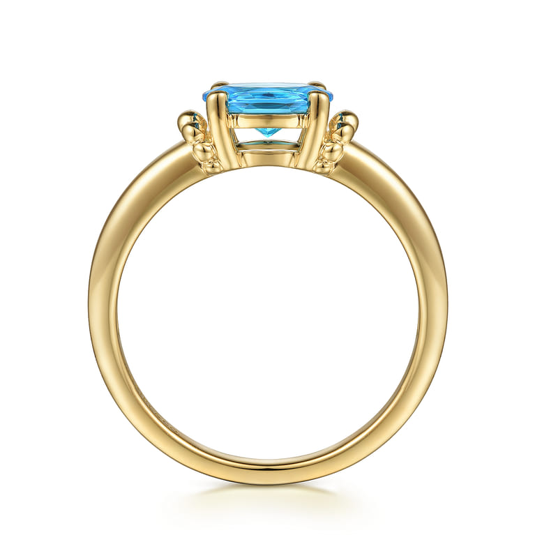 Promise Ring - 14K Yellow Gold Bujukan Oval Swiss Blue Topaz Bujukan Promise Ring - Shot 2