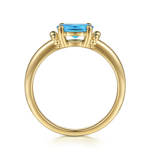 Promise Ring - 14K Yellow Gold Bujukan Oval Swiss Blue Topaz Bujukan Ring