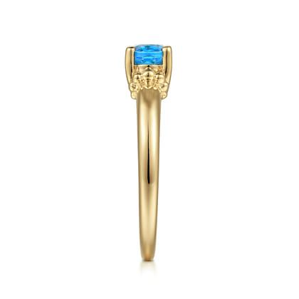Promise Ring - 14K Yellow Gold Bujukan Oval Swiss Blue Topaz Bujukan Ring