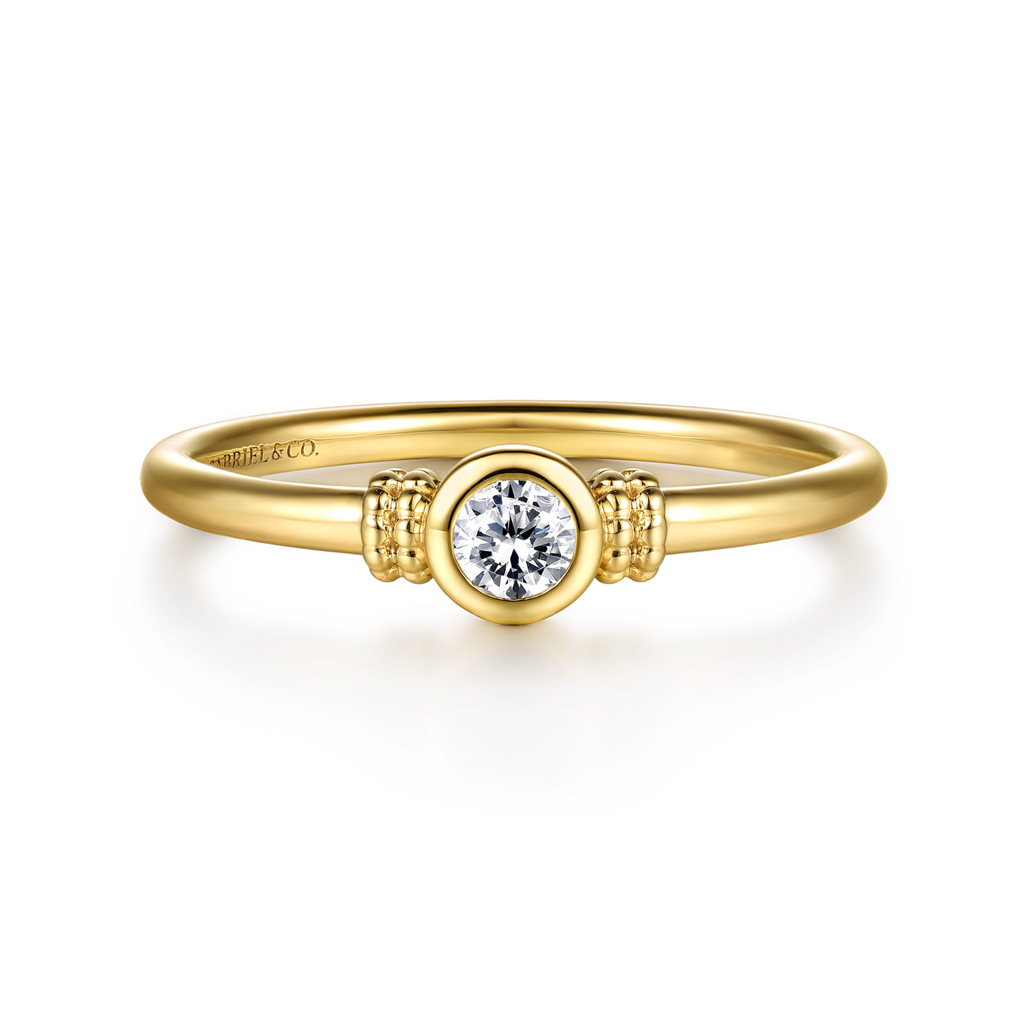 Promise Ring - 14K Yellow Gold Bujukan White Sapphire Bezel Promise Ring