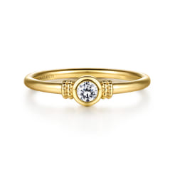 Promise Ring - 14K Yellow Gold Bujukan White Sapphire Bezel Promise Ring